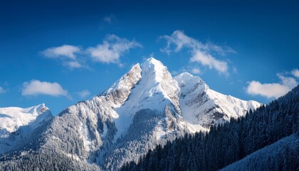 Obraz premium Winter Mountain With White Snow Peak With Sky Background