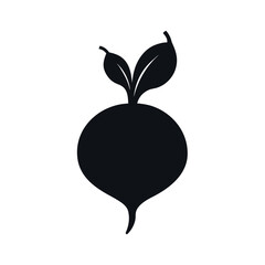 Radish Black Silhouette Vector Icon on White Background