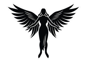 angel silhouette vector art icon