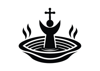 baptism water silhouette vector art icon