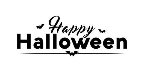 Happy Halloween hand drawn lettering vector illustration.