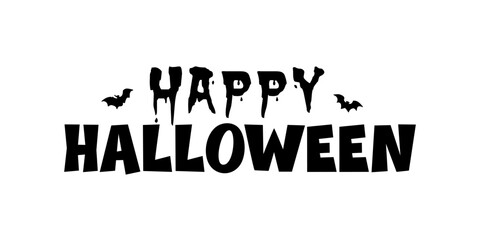 Happy Halloween hand drawn lettering vector illustration.