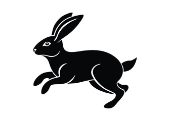 bunny jumping silhouette vector art icon