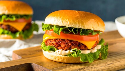 hamburger on a wooden background