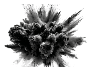 Monochrome Explosion of Smoke and Debris blast dust
