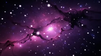 Cinematic Journey Through a Glowing Purple Nebula and a Dazzling Starfield in Deep Space. - Powered by Adobe