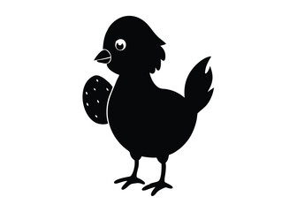 chick holding egg silhouette vector art icon