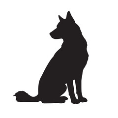 black dog silhouette vector on white background 