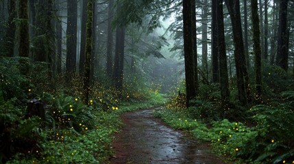 Enchanted Forest Path: Firefly Glow