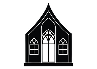 church window silhouette vector art icon