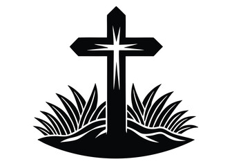 cross silhouette vector art icon
