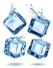 Obraz premium Ice cubes in water splashes