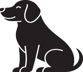 Black dog silhouette vector illustration of sitting pet animal design