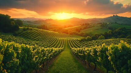 Vineyards at sunset