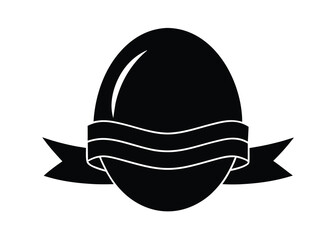 egg with ribbon silhouette vector art icon