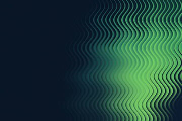 Abstract image showing green wavy lines against a gradient colored plain space on the left side