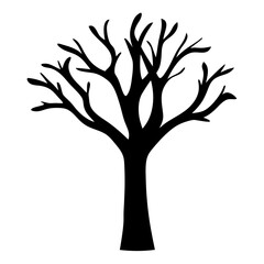 Simple Black Silhouette of a Bare Tree with Branches Reaching Upwards