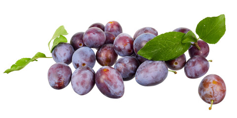 pile of fresh plums isolated on white or transparent png