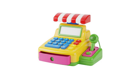 3d colorful toy cash register with card reader