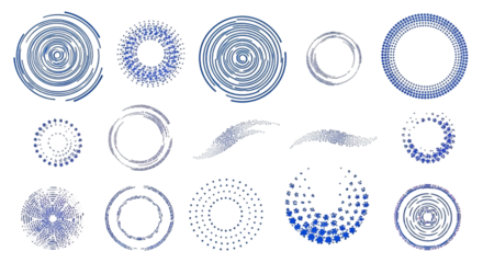 PNG, Set of colorful circle isolated on transparent background. Circular colored lines. Corporate, media, technology styles vector logo design template. Vector illustration