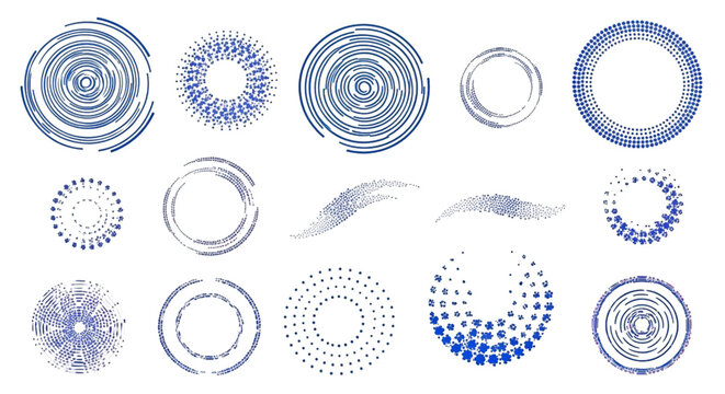 PNG, Set of colorful circle isolated on transparent background. Circular colored lines. Corporate, media, technology styles vector logo design template. Vector illustration