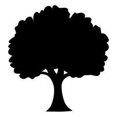 Silhouette of a large tree with rounded foliage, strong presence and character