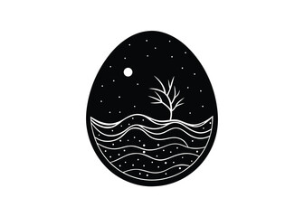 golden egg silhouette vector art icon