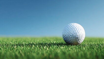 Close-up view of golf ball on green grass
