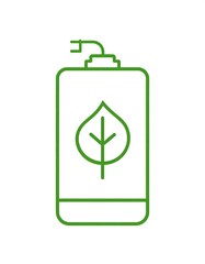 Green outline of a phone battery with a leaf