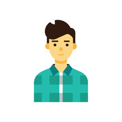 young man casual outfit with checkered shirt flat color illustration