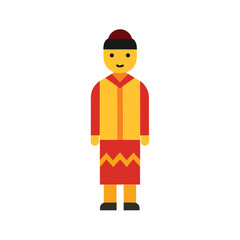 traditional cultural young man dress with patterns flat color illustration
