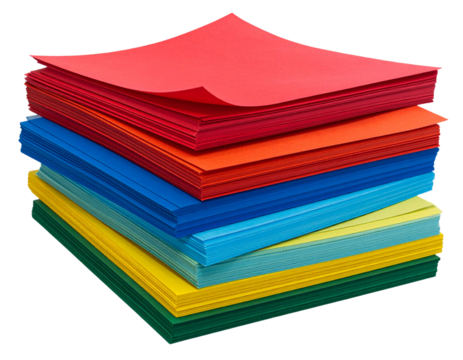 Vibrant Stack of Colored Paper Sheets PNG