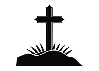 resurrection cross silhouette vector art icon