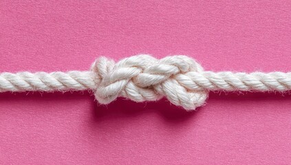 White rope knot on pink background