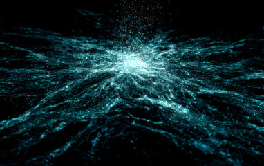 Abstract Blue Light Burst with Radiating Lines and Particles