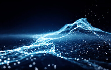 Abstract digital network connections and data flow visualization