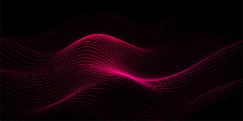 Futuristic red fractal waves and lines with a vibrant blue light and pink texture create an abstract motion energy design