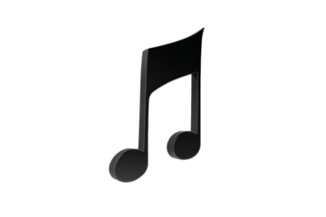 A black musical note with a white background