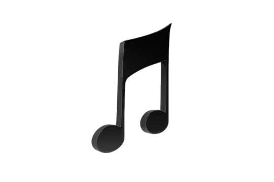 A black musical note with a white background
