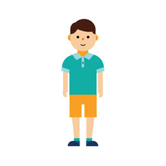 summer young man outfit with polo shirt and shorts flat color illustration