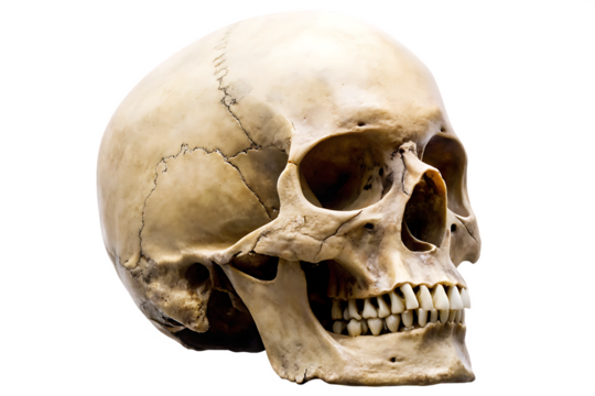 Human skull anatomical model isolated on white background