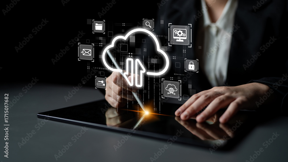 Fototapete cloud computing enables digital growth with secure data storage, scalable infrastructure, and strate