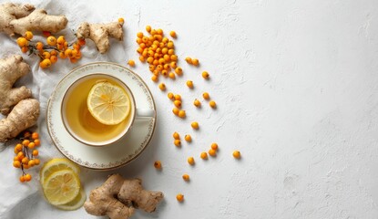 Herbal Tea with Lemon, Ginger, and Berries