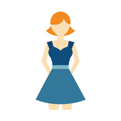 stylish denim inspired girl dress flat color illustration