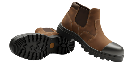 Brown Leather Safety Boots Durable Footwear for Industrial Workers and Construction Sites