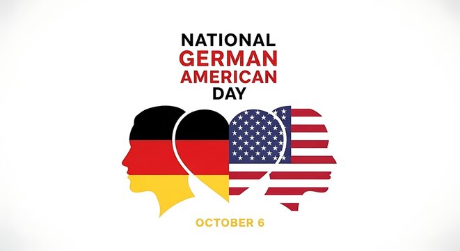 National german american day with silhouettes of heads and flags of germany and usa
