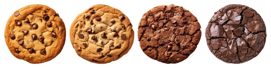 PNG Delicious assorted chocolate cookies, element set on transparent background