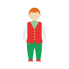 formal festive boy dress with waistcoat flat color illustration