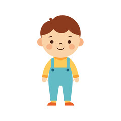 cute toddler boy dress with overalls flat color illustration