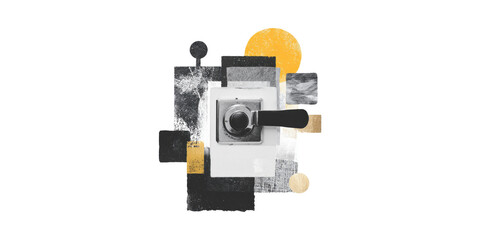 Fototapeta premium Abstract Coffee Machine Portafilter Art. Creative Expression In Modern Design Isolated On Transparent Background